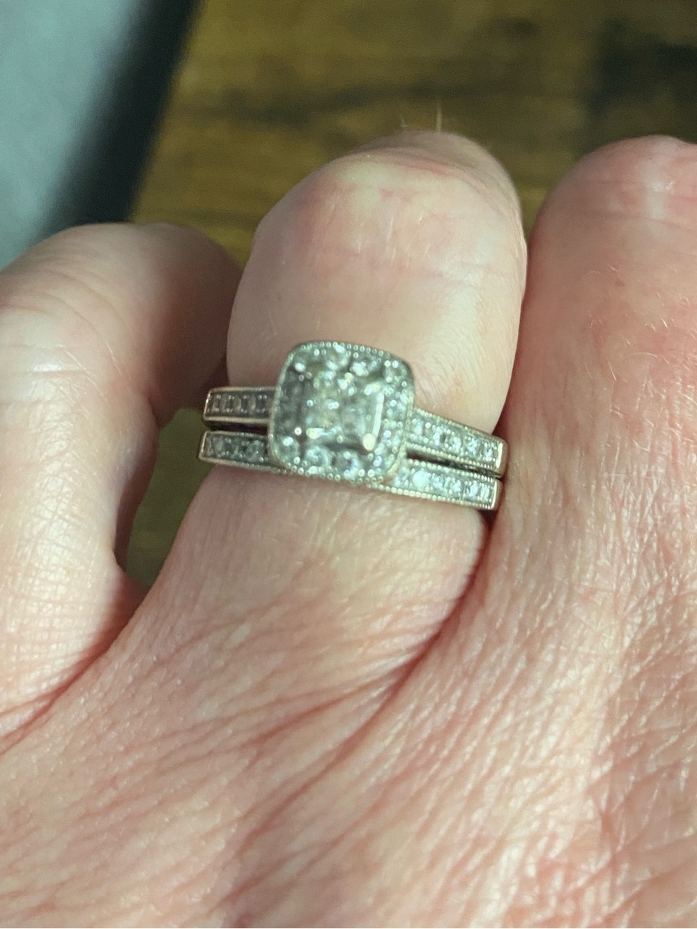 White gold Princess cut Diamond Wedding set 1/2 karat total weight